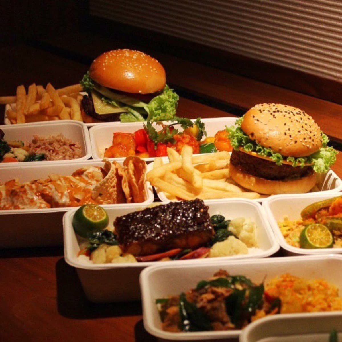 Treatsure boxes filled with buffet food